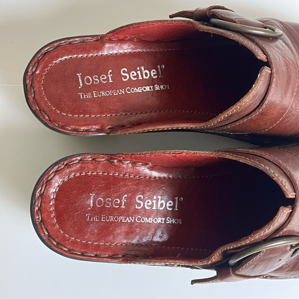 Josef Seibel Leather Clogs With Buckle - Picture 10 of 16